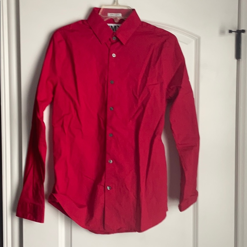 Express red 1MX medium dress shirt. Extra slim fit